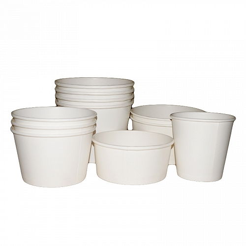 一次性白加厚外卖打包圆碗纸碗桶